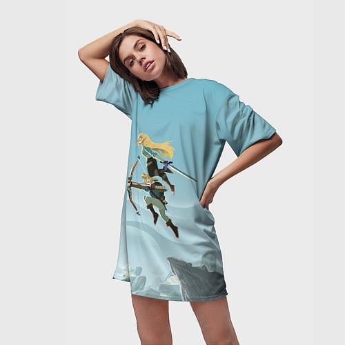 Женская длинная футболка Зельда и Линк / 3D-принт – фото 3