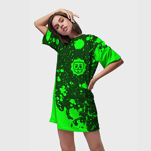 Женская длинная футболка БАБЛ КВАС Краски / 3D-принт – фото 3