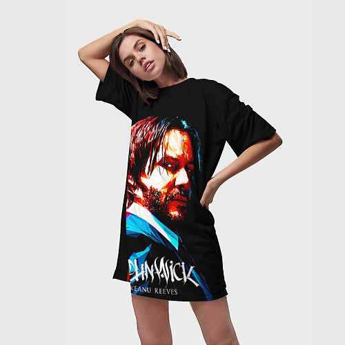 Женская длинная футболка Джон Уик Киану Ривз Каллиграфия / 3D-принт – фото 3