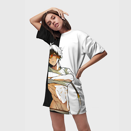 Женская длинная футболка Чжун Ли в хорошей форме GENSHIN IMPACT / 3D-принт – фото 3