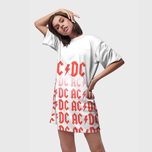 Женская длинная футболка Acdc Паттерн / 3D-принт – фото 3