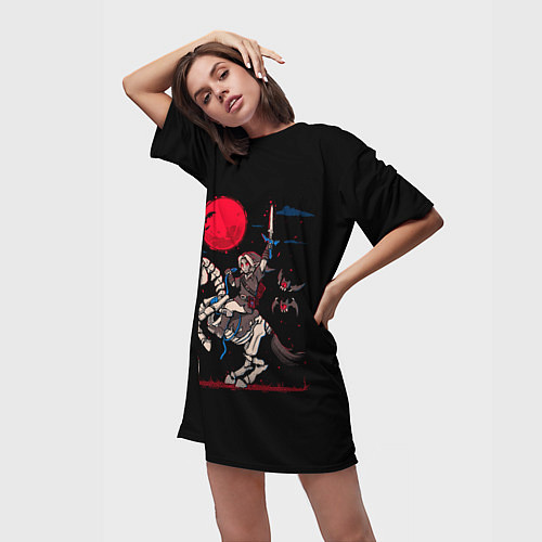 Женская длинная футболка Адский Линк / 3D-принт – фото 3