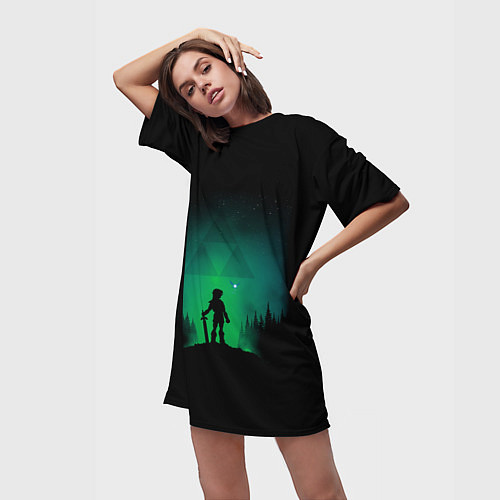 Женская длинная футболка Линк на холме / 3D-принт – фото 3