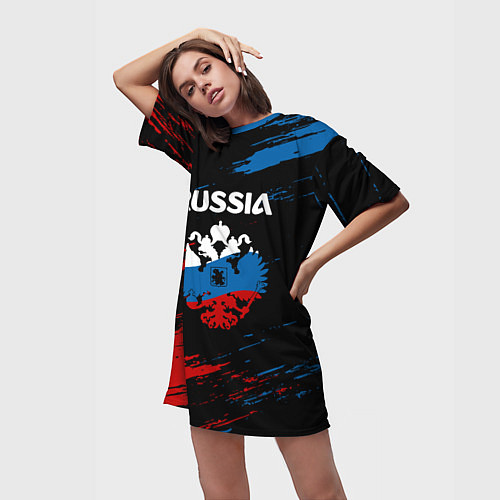 Женская длинная футболка Russia Герб в стиле / 3D-принт – фото 3