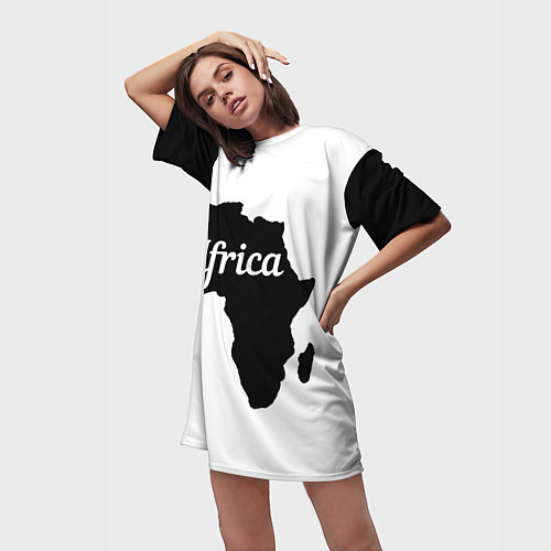 Женская длинная футболка Африка черно-белая двусторонняя / 3D-принт – фото 3