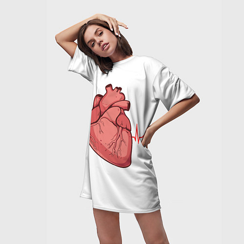 Женская длинная футболка Анатомия сердца / 3D-принт – фото 3