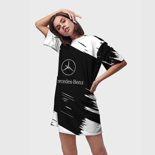 Женская длинная футболка Mercedes-Benz Текстура / 3D-принт – фото 3