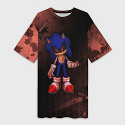 Футболка женская длинная SONIC EXE - Брызги, цвет: 3D-принт