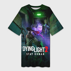 Футболка женская длинная Dying Light: Stay Human - логово зомби, цвет: 3D-принт