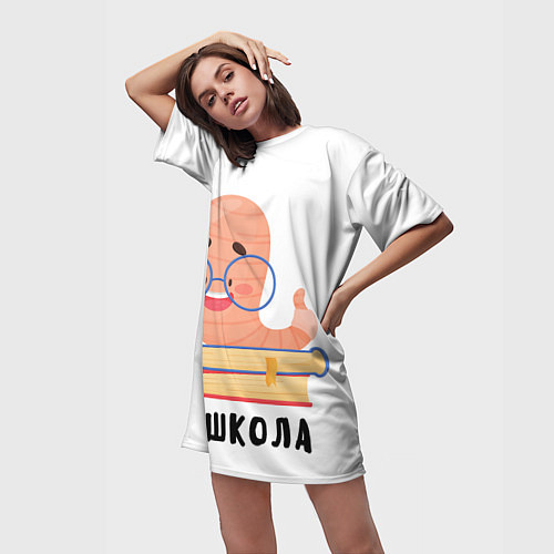Женская длинная футболка Школьная шалость / 3D-принт – фото 3