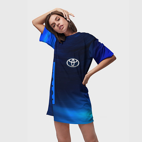 Женская длинная футболка TOYOTA - Космос / 3D-принт – фото 3
