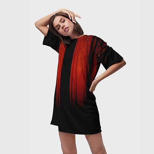 Женская длинная футболка Красный хоррор / 3D-принт – фото 3