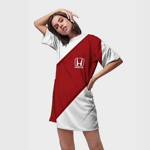 Женская длинная футболка Honda - Red sport / 3D-принт – фото 3