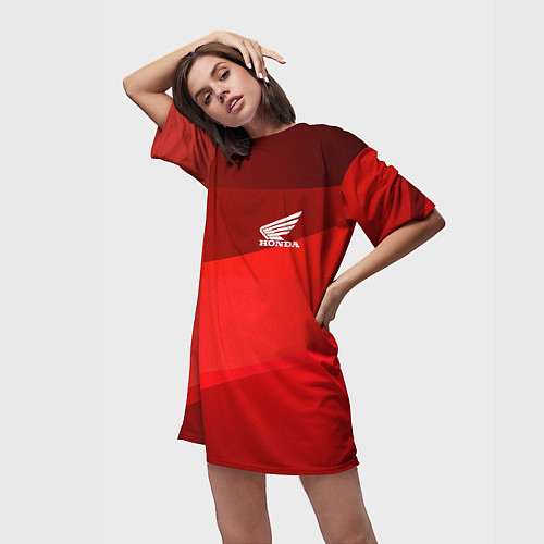 Женская длинная футболка Honda - Red / 3D-принт – фото 3