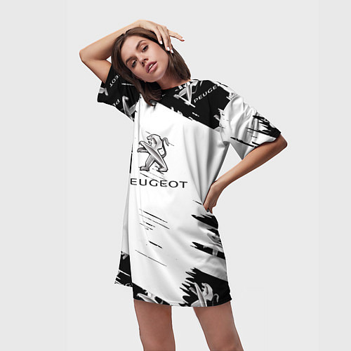 Женская длинная футболка Peugeot Auto Бренд / 3D-принт – фото 3