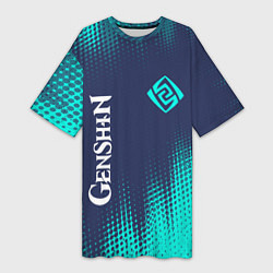 Футболка женская длинная GENSHIN IMPACT - ГЕО Абстракция, цвет: 3D-принт