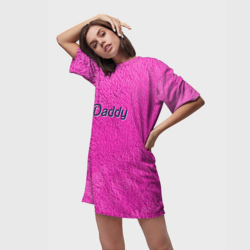 Женская длинная футболка Daddy pink / 3D-принт – фото 3