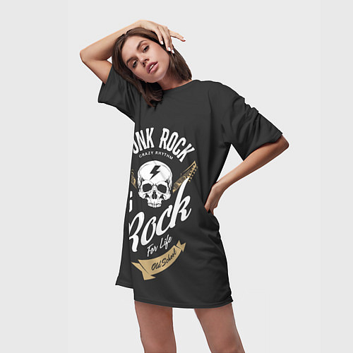 Женская длинная футболка ROCK Рокер / 3D-принт – фото 3