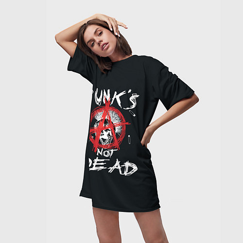 Женская длинная футболка Punks Not Dead Анархия / 3D-принт – фото 3