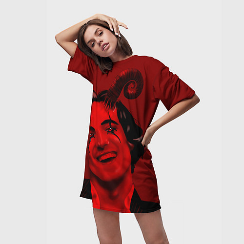Женская длинная футболка Damiano David / 3D-принт – фото 3