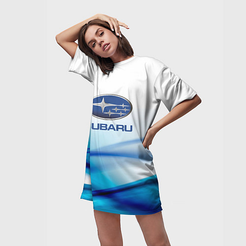 Женская длинная футболка Subaru Спорт текстура / 3D-принт – фото 3