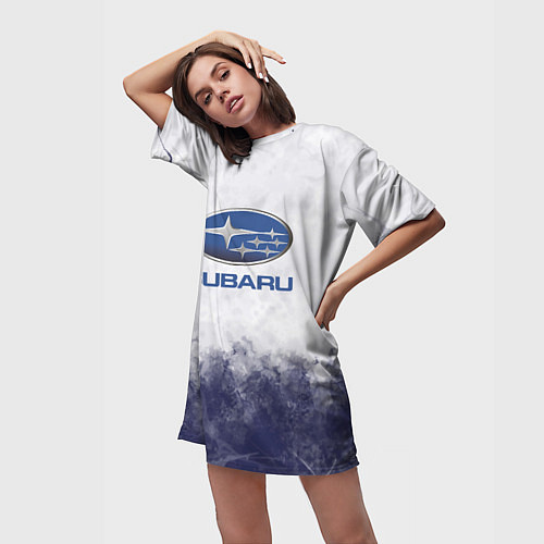 Женская длинная футболка Subaru Трещина / 3D-принт – фото 3