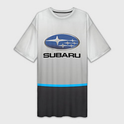 Футболка женская длинная Subaru Неоновая полоса, цвет: 3D-принт
