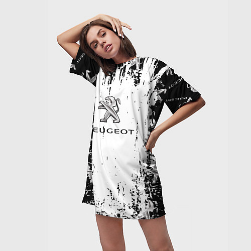 Женская длинная футболка Peugeot паттерн львов / 3D-принт – фото 3