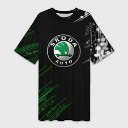 Футболка женская длинная Skoda - Геометрические линии, цвет: 3D-принт