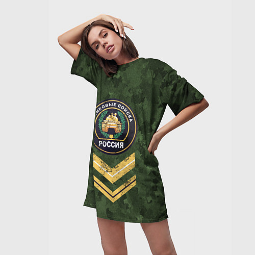 Женская длинная футболка Эмблема Танковых Войск / 3D-принт – фото 3