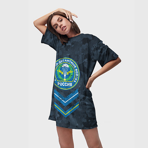 Женская длинная футболка Эмблема ВДВ / 3D-принт – фото 3