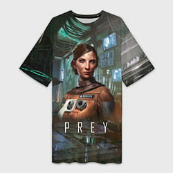 Футболка женская длинная Prey dark - girl, цвет: 3D-принт