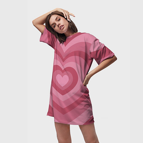 Женская длинная футболка Сердца LOVE / 3D-принт – фото 3