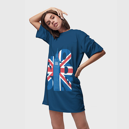 Женская длинная футболка LONDON Лондон / 3D-принт – фото 3