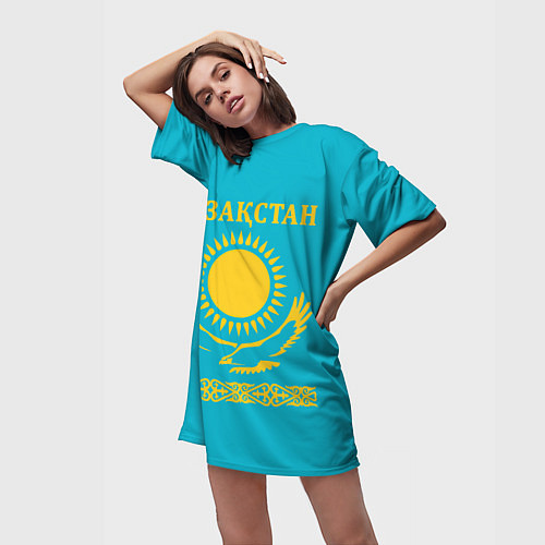 Женская длинная футболка КАЗАКСТАН / 3D-принт – фото 3