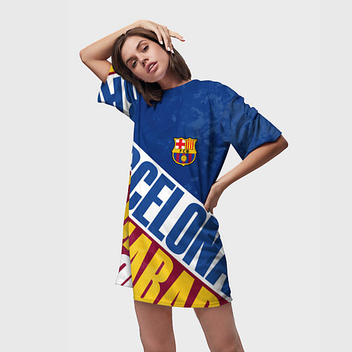 Женская длинная футболка Barcelona , Барселона / 3D-принт – фото 3