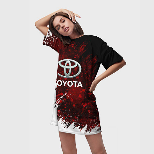 Женская длинная футболка Toyota Вектор / 3D-принт – фото 3