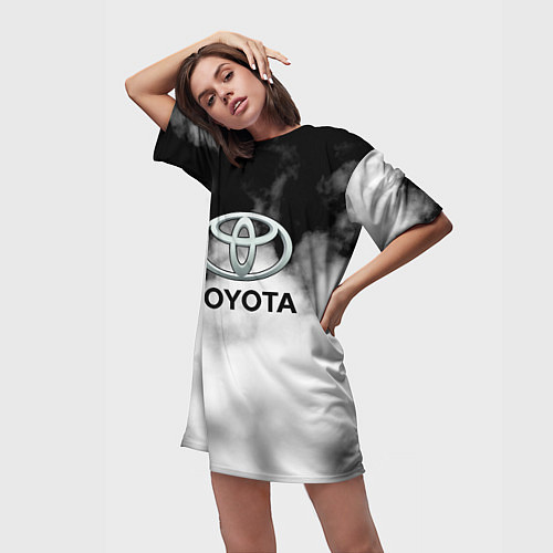 Женская длинная футболка Toyota облако / 3D-принт – фото 3