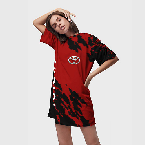 Женская длинная футболка Toyota - Летучие мыши / 3D-принт – фото 3
