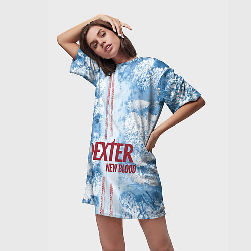 Женская длинная футболка Декстер: новый сезон - новая кровь / 3D-принт – фото 3
