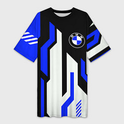 Футболка женская длинная БМВ BMW AUTO, цвет: 3D-принт