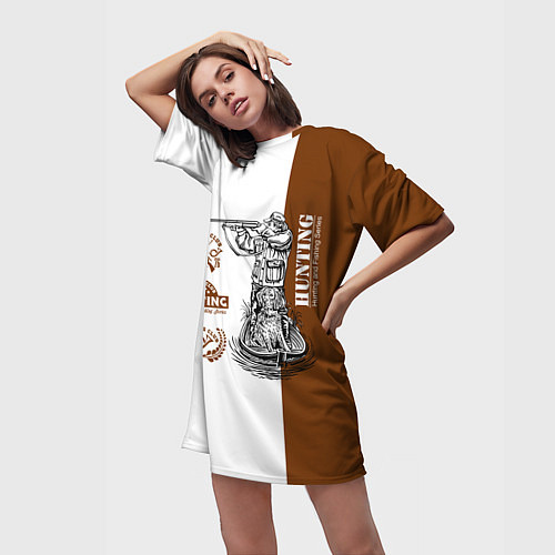 Женская длинная футболка Охота на Утку / 3D-принт – фото 3
