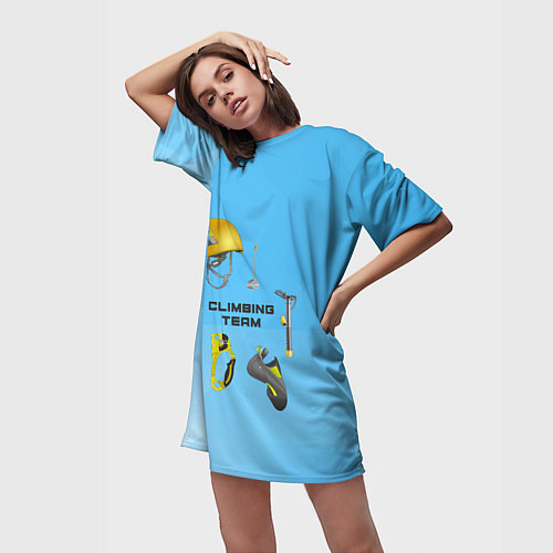 Женская длинная футболка Снаряжение для гор / 3D-принт – фото 3