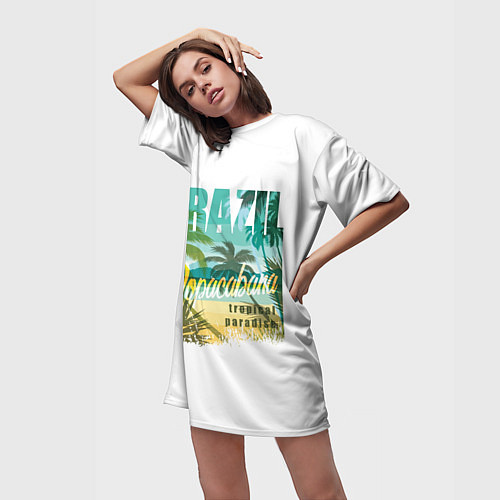 Женская длинная футболка Тропический Рай Бразилии / 3D-принт – фото 3