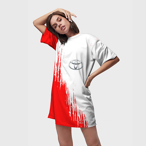 Женская длинная футболка TOYOTA Яркий / 3D-принт – фото 3