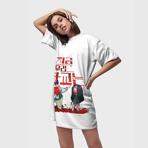 Женская длинная футболка Мы все мертвы Jigeum Uri Hakgyoneun Сериал / 3D-принт – фото 3