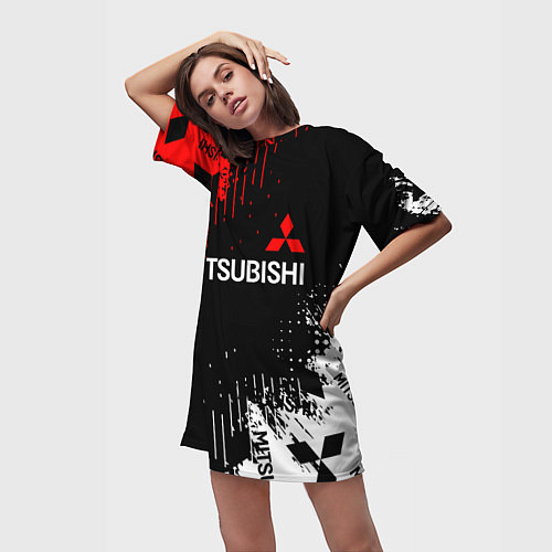 Женская длинная футболка Mitsubishi Sport Pattern / 3D-принт – фото 3