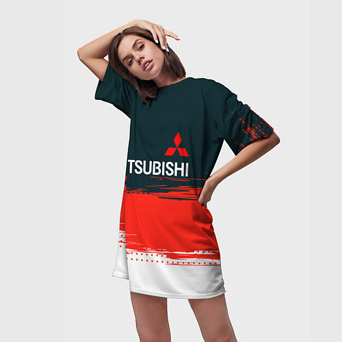 Женская длинная футболка Mitsubishi - Auto бренд / 3D-принт – фото 3