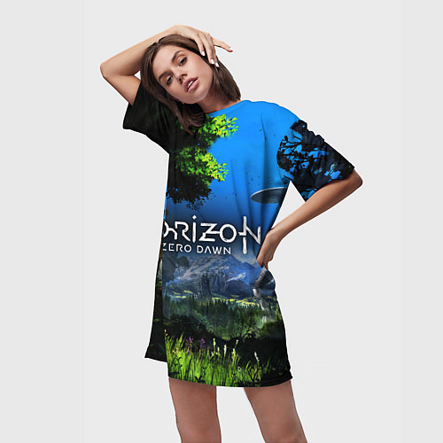 Женская длинная футболка Horizon Zero Dawn Топ / 3D-принт – фото 3
