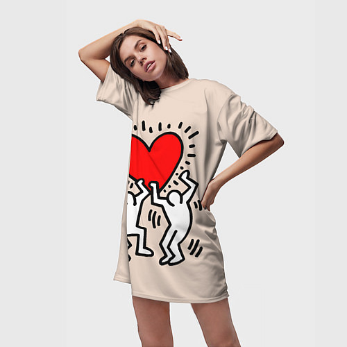 Женская длинная футболка Светлое сердце / 3D-принт – фото 3